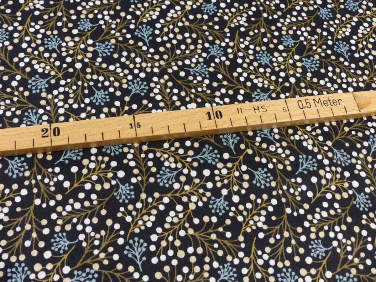 New Forest Quiltstoff Schneebeeren schwarz mit Maßangabe